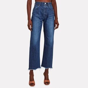 MOUSSY VINTAGE Capac Wide Straight Cropped Jeans with Frayed Hem, 26